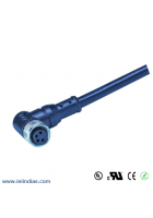 M8 Sensor & Actuator Cable - M8 A Code 90° Female 3 Pin with PUR shielded cable 3x0.34mm² Black-1.5 Mtr